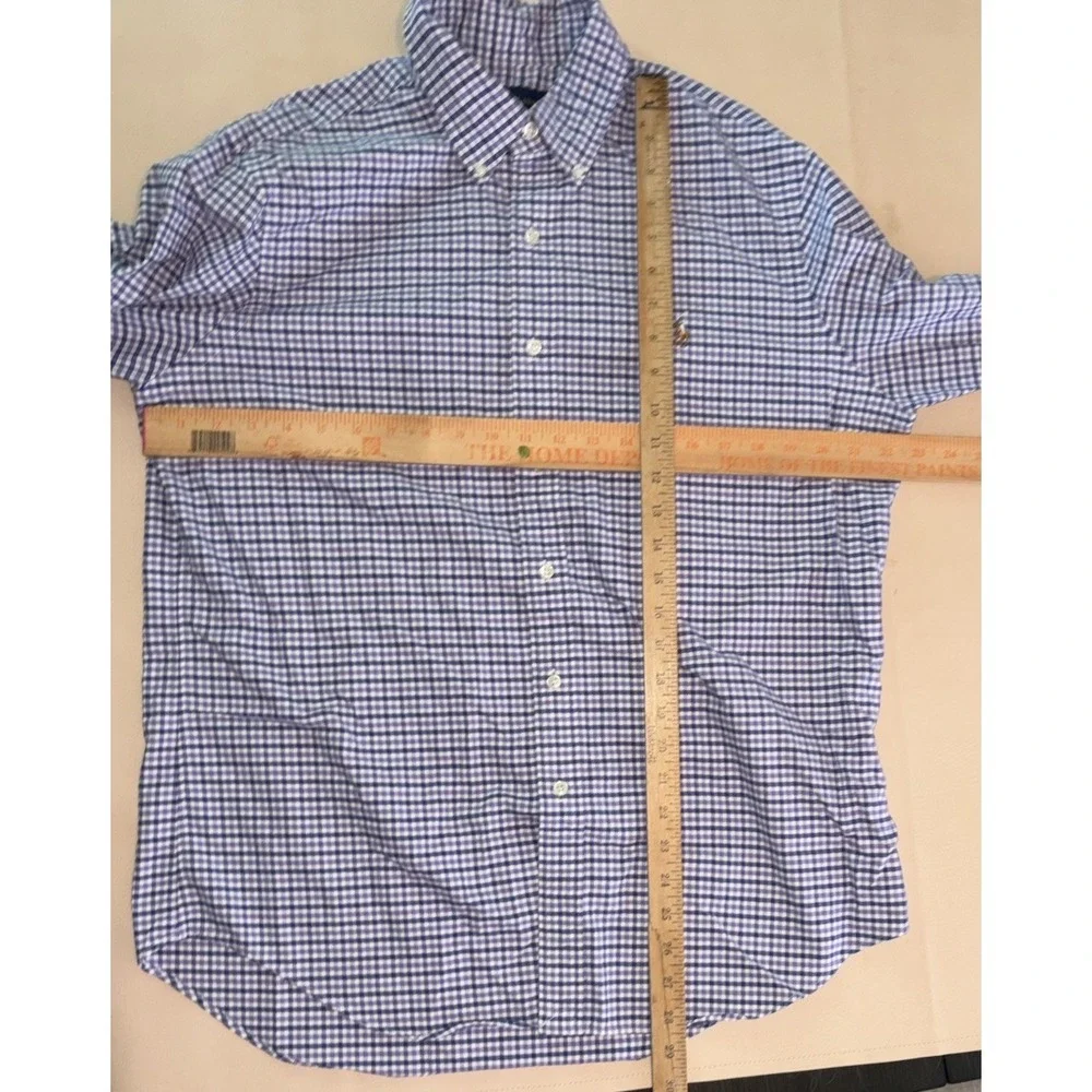 Polo Ralph Lauren Button Down Oxford Large Blue Purple Plaid Check Long Sleeve
